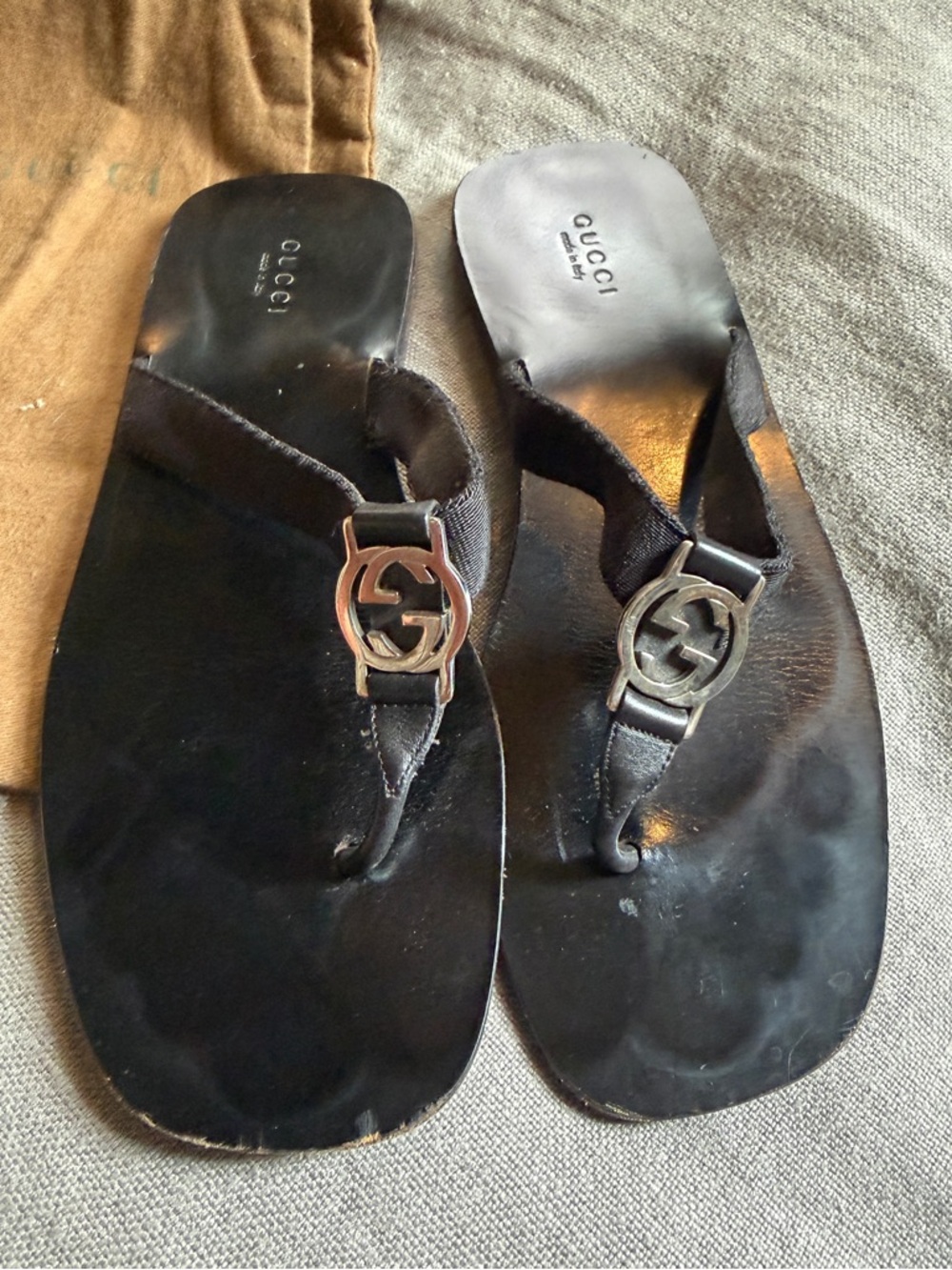 Black Gucci sandals